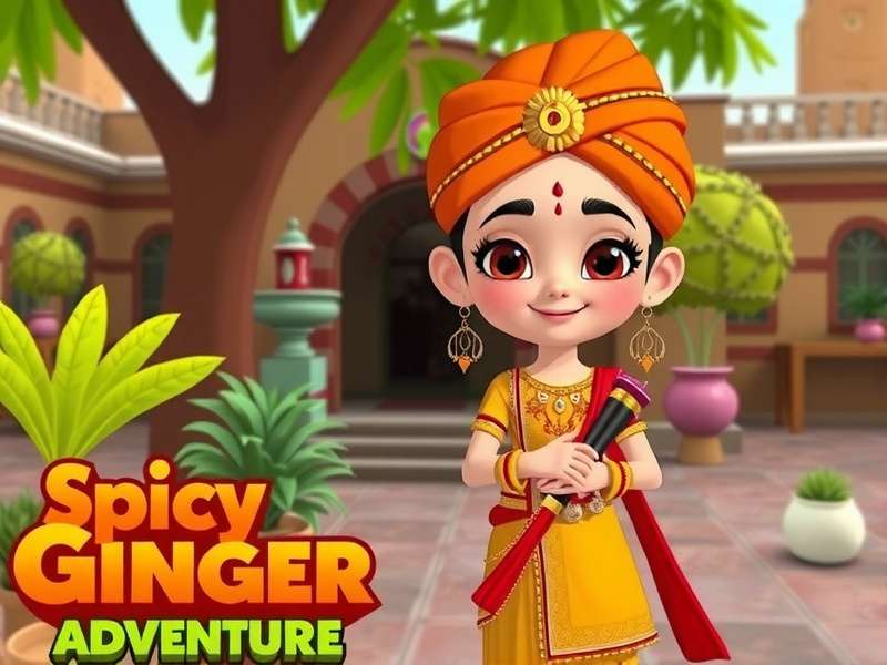 Ginger in Rajasthani attire in Spicy Ginger Adventure Spicy Ginger Adventure screenshot showing Ginger in traditional Rajasthani attire
